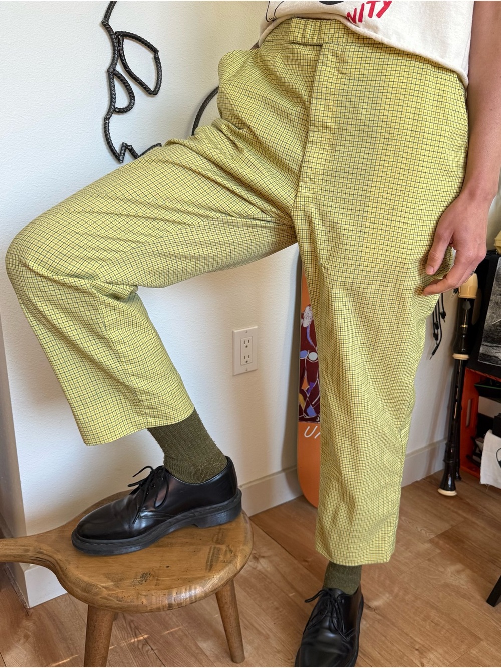 Vintage 60s Swagger Cinch Waist Plaid Trousers ~ 31 x 27 - Picture 3 of 9